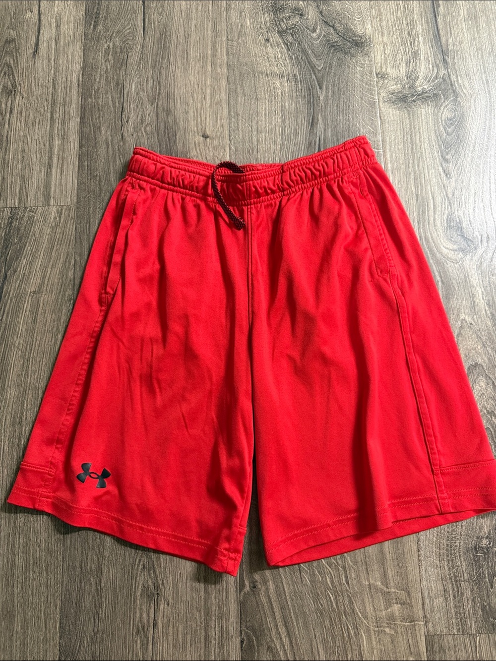 Under Armour boys youth Bright Red Athletic Shorts with Drawstring